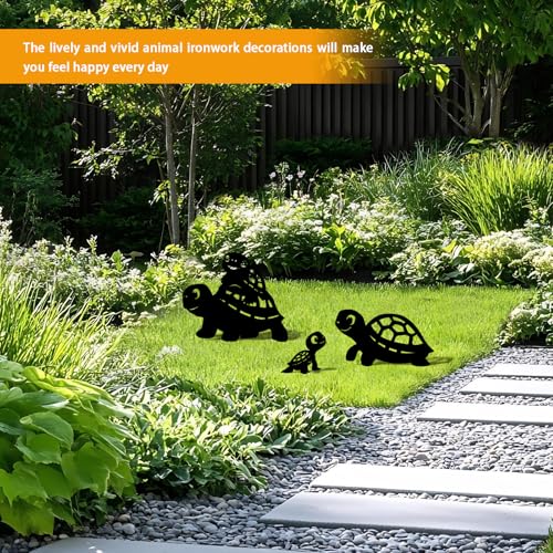 3 Pack Turtle Metal Garden Decorative Stakes (3 Count)