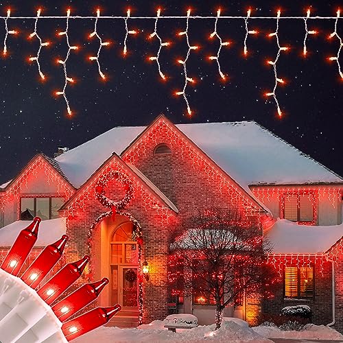 23 FT 200 Count Red Icicle Lights