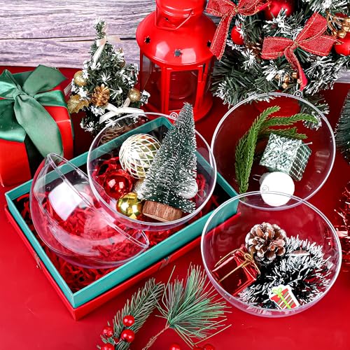 2 Pieces 6.3 Inch Christmas Clear Plastic Fillable Ball Ornaments DIY Craft Transparent Baubles Shatterproof Christmas Tree Hanging Ornaments for Xmas New Year's Birthday Wedding Home Decor (50 Count)
