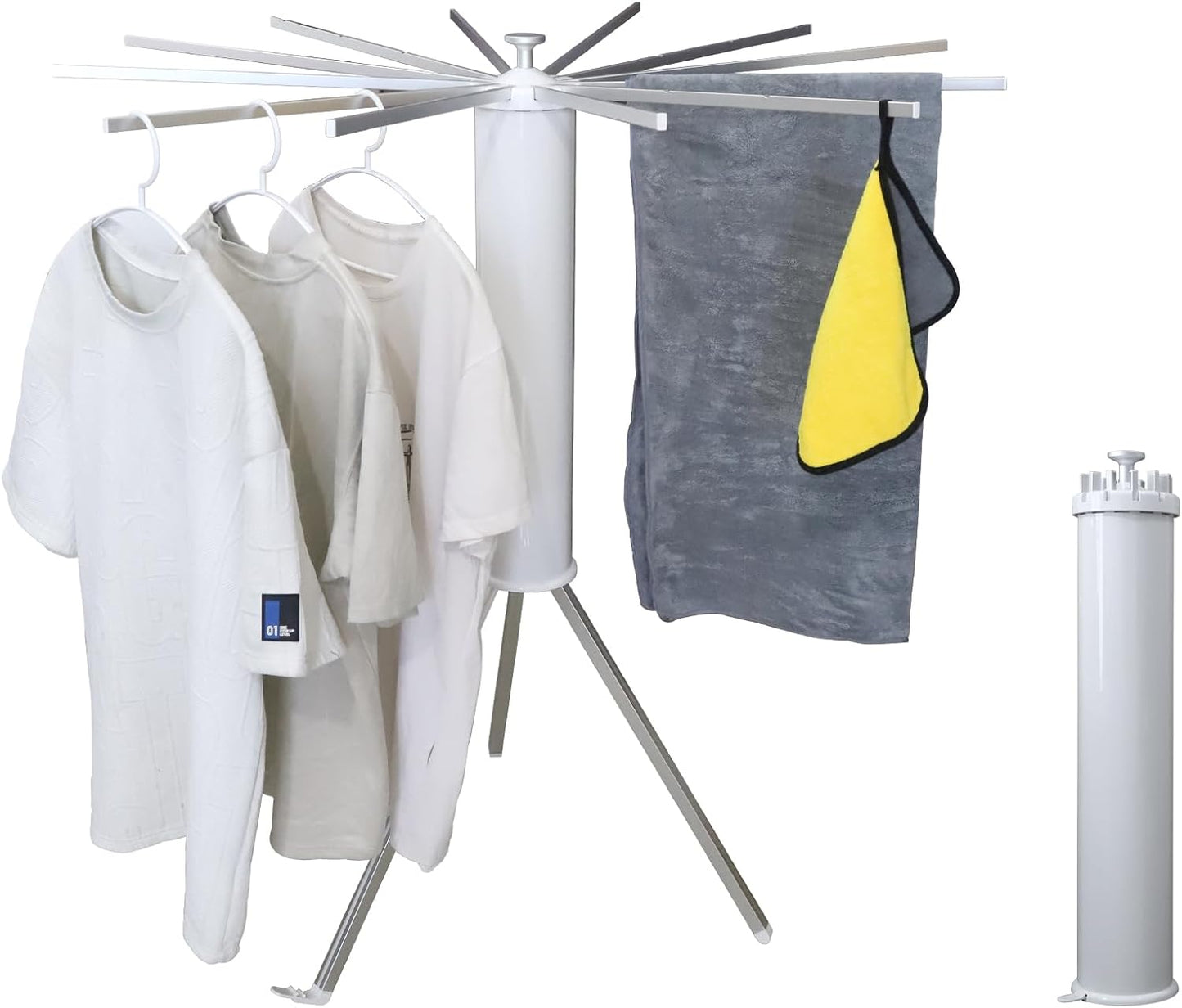 Clothes Drying Rack Tripod, Portable & Foldable Laundry Hanger Dryer - Aluminum, 12 Rods - NestledHome