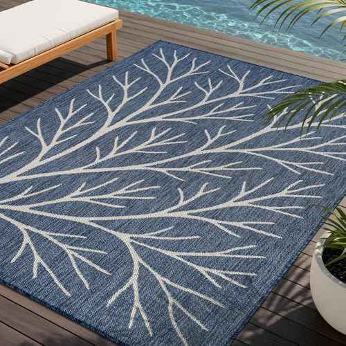 Washable Indoor Outdoor Rug 5x7 Modern Area Rugs Branch Pattern Non Shedding Waterproof Easy Clean Patio Deck Porch Living Room Bedroom Garden RV (35 Sq Ft)