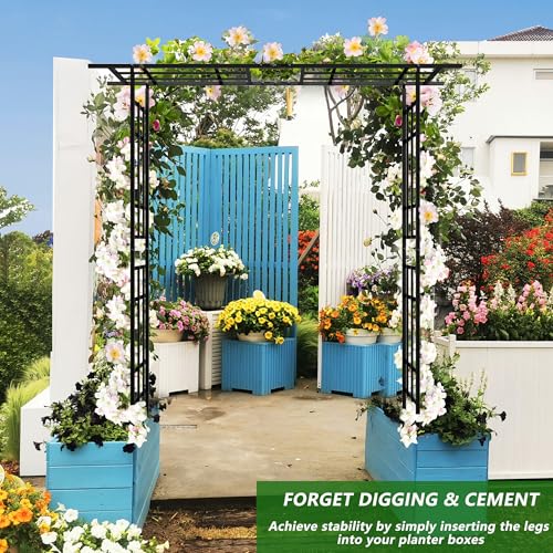 Metal Garden Arch Arbor Trellis Climbing Plants Outdoor Black Flat Top or Arch