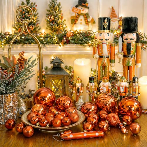 24ct Orange Christmas Ball Ornaments for Tree Decorations (24 Count)