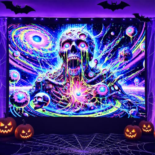 Blacklight Tapestry Galaxy Planet Room Wall Art 78 x 59 Inch