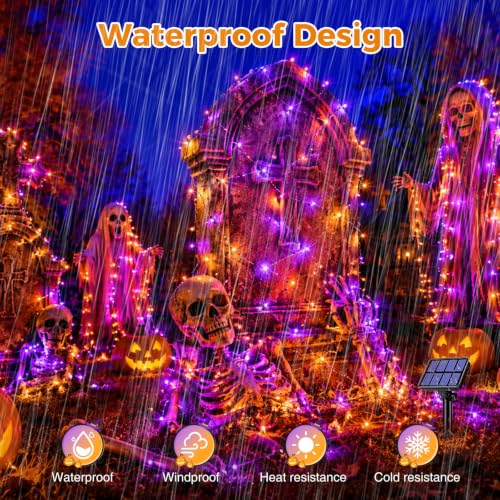 Orange Purple Solar Halloween String Lights Outdoor 4 Pack (4 Count)