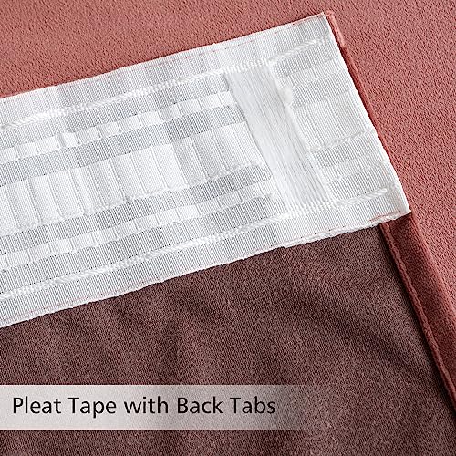 Dusty Rose Pink Velvet Pinch Pleat Blackout Curtains 52" W x 84" L