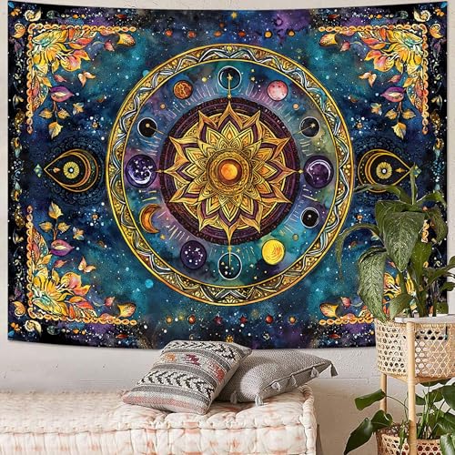 Mandala Solar System Tapestry Boho Tapestry for Bedroom Galaxy Tapestries Wall Hanging Living Room Wall Art and Home Decor 70x90