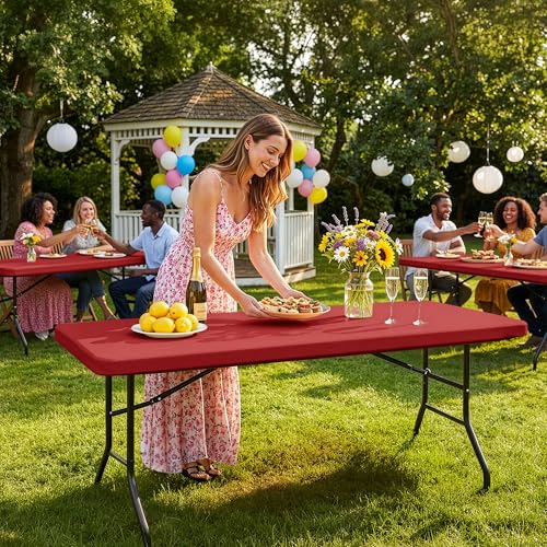 Fitted Tablecloth for 6 Foot Rectangle Tables (6 Count)
