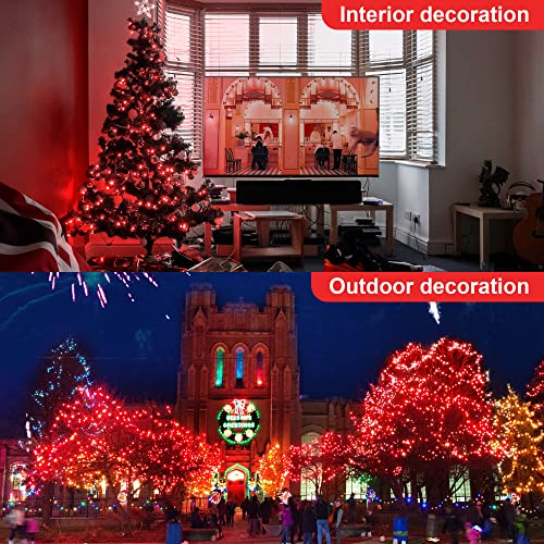 2PACK 50 Count 13ft Red Christmas Lights with White Wire