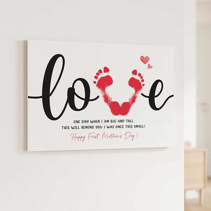 Mother's Day Handprint Craft - First Mothers Day Gift From Baby - DIY Mother's Day Gifts for Mom, Grandma, Daughter - DIY Poster for Wall Decor, Handprint Footprint Crafts For Kids And New Mom