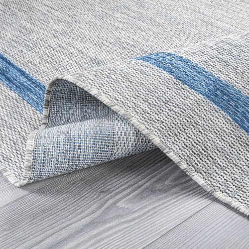 Bordered Outdoor Rug 5x7 Washable Outside Carpet for Indoor Patio Porch Waterproof Easy Cleaning Non Shedding Area Rugs Silver Gray