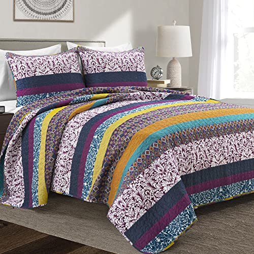Boho Stripe Reversible Cotton Quilt 3 (3 Count)