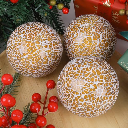 3 Pcs Mosaic Glass Orbs Decorative Balls (3 Count)