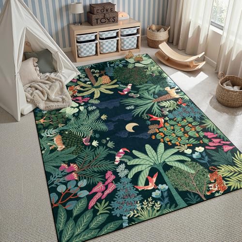 Midnight Jungle Kids Room Rug (35 Sq Ft)