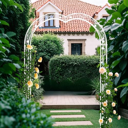 Metal Garden Arch 98.4" H Garden Arbor Trellis for Outdoor Climbing Plants Support Rose Lawn Tall Large Scale Event Arch