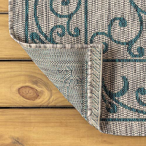 Vintage Filigree Indoor Outdoor Area Rug 10X14 Gray