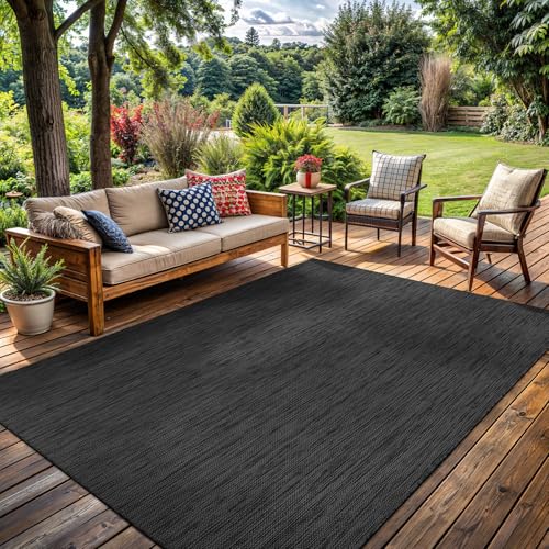 Washable Indoor Outdoor Rug 5x7 Weather Resistant Area Rugs Modern Solid for Porch Deck Balcony Backyard Patio Outside Carpet