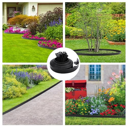 Landscape Edging Borders 33FT Extra Tall 4IN Outdoor Edging Borders Plastic Flexible with 30pcs Stakes