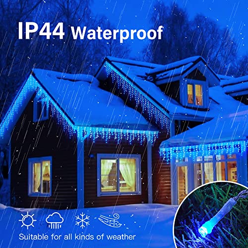 33FT 360 LED Blue White Christmas Icicle Lights