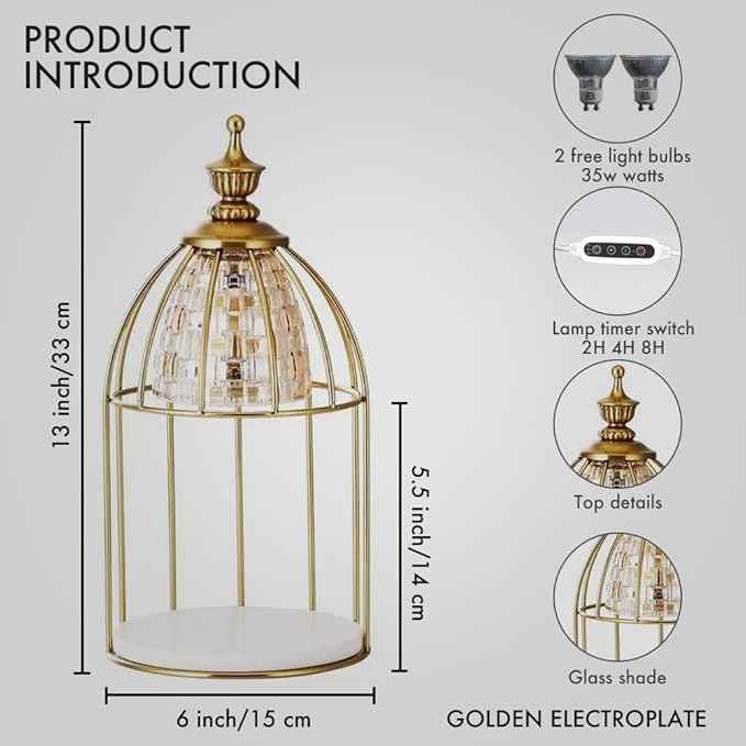 Candle Warmer Lamp for Top-Down Candle Melting, Vintage Aromatherapy Wax Melting lamp,Night Lamp (Gold)