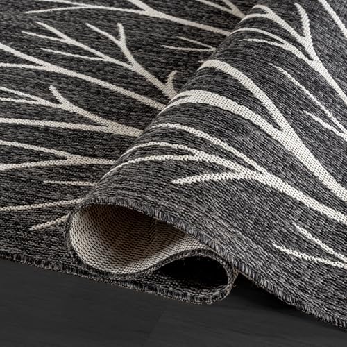 Washable Indoor Outdoor Rug 10x14 Modern Area Rugs Branch Pattern Non Shedding Waterproof Easy Clean Patio Deck Porch Living Room Bedroom Garden RV (140 Sq Ft)
