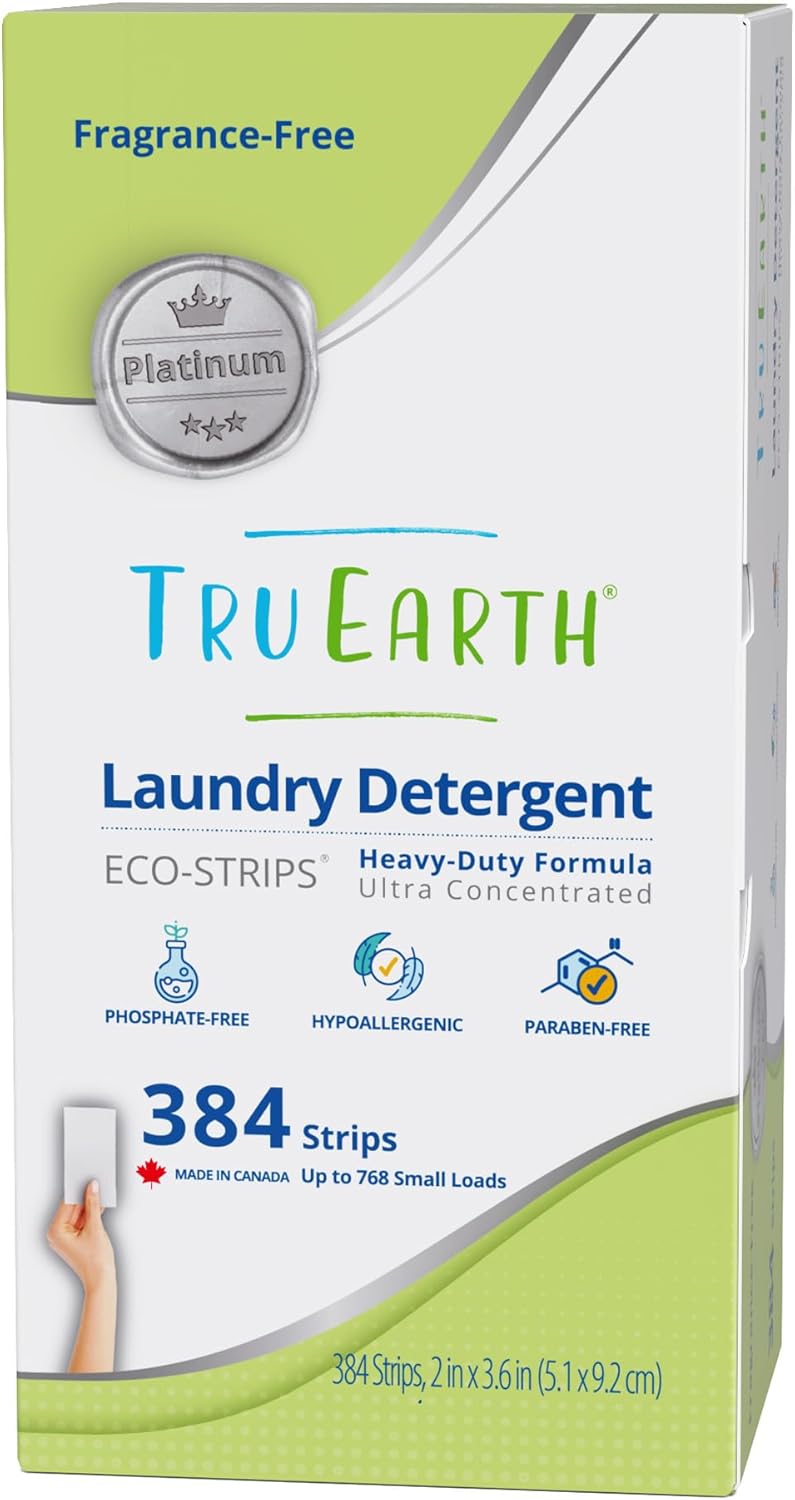 Tru Earth Platinum - Heavy Duty Laundry Detergent Sheets - Up to 768 Loads (384 Count), Fragrance Free - Ultra-Concentrated - Eco-Friendly Laundry Sheets - NestledHome
