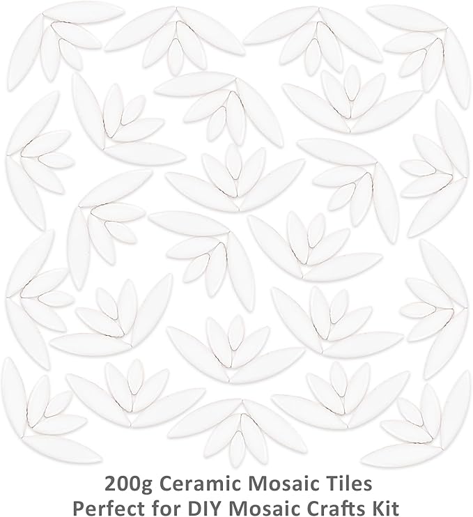 Artspac White Petal Ceramic Mosaic Tiles for Crafts, 200g Flower Tiles Mosaic Pieces for Mosaic Craft Supplies,Garden Art Decor