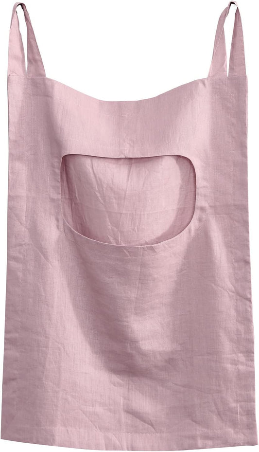 Amazhiyu 100% Linen Door Hanging Laundry Hamper Bag, 19x27 Inches Pink - NestledHome