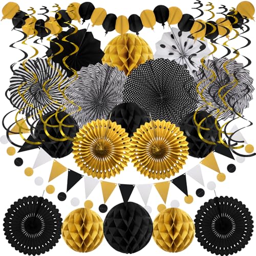 Black Gold Party Decorations (24 Count)