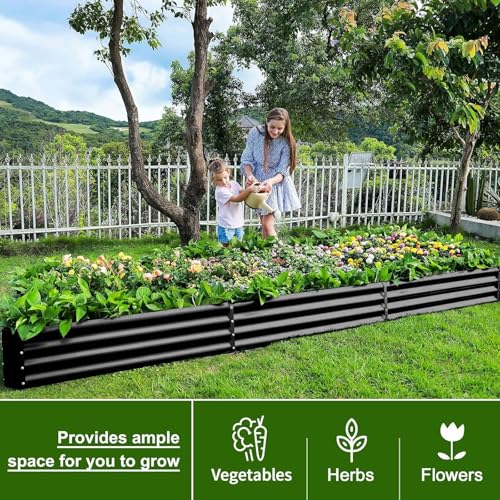12×4×1ft Galvanized Raised Garden Bed Kit for Vegetables 2 Pack (2 Count)