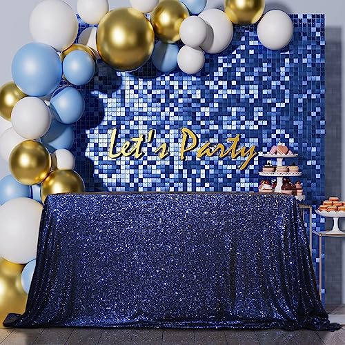 Sequin Tablecloth 50x72 Inch Navy Blue for Wedding Party