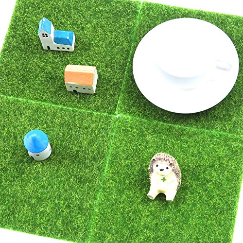 10 Pieces Fake Grass for Crafts Fairy Garden 6 x 6 Inches Artificial Garden Grass for Miniature Ornament Dollhouse DIY Decoration (10 Count)