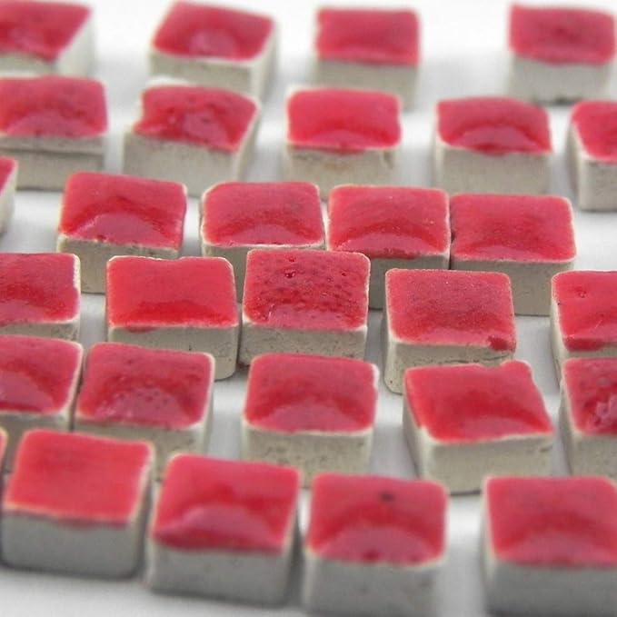 Micro Mosaic Tiles 3/16inch 5x5mm 1000 Pieces for Mosaic Projects DIY red, WR01