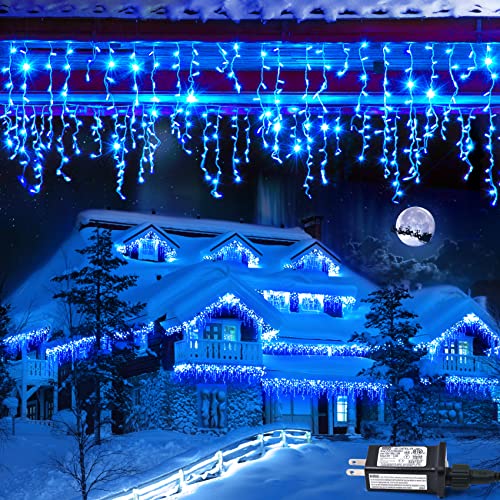800 LED Blue Icicle Christmas Lights Outdoor