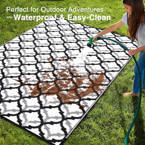 Outdoor Rug 9x12 ft Waterproof Reversible Braided Mat (108 Sq Ft)