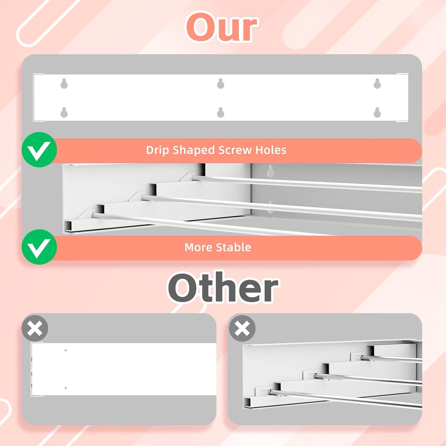 Wall Mounted Drying Rack for Laundry 19.8'', Folding Drying Rack Clothing Wall Mount with 3 Rods, Space Saving for Indoor Outdoor Bathroom Balcony (White, 19.8'') - NestledHome