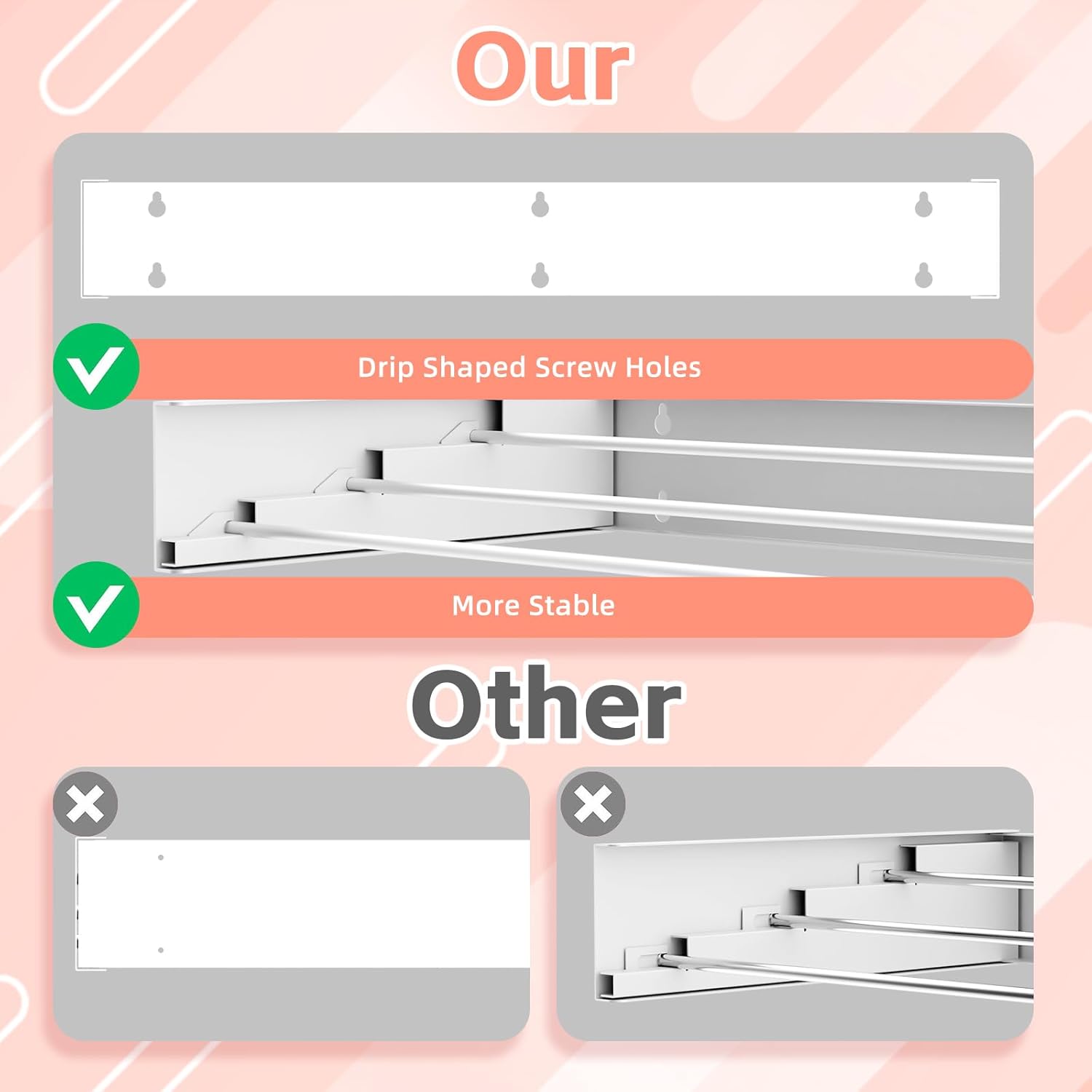 Wall Mounted Drying Rack for Laundry 19.8'', Folding Drying Rack Clothing Wall Mount with 3 Rods, Space Saving for Indoor Outdoor Bathroom Balcony (White, 19.8'') - NestledHome