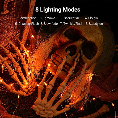 Orange Battery Halloween Fairy Lights with Remote (77.6 Foot)