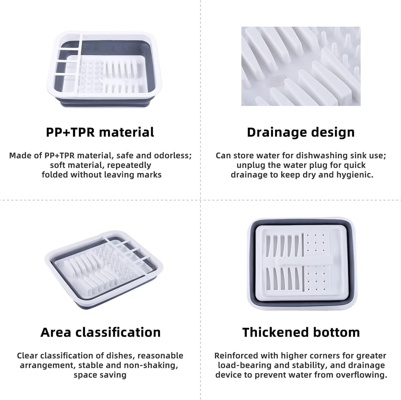 THANSTAR Collapsible Dish Drying Rack for RV Kitchen, Foldable Drainer Organizer for Kitchen Countertop, Space Saving Portable Dish Rack for Campers, Travel Trailer & Small Spaces, Easy Storage, Grey - NestledHome