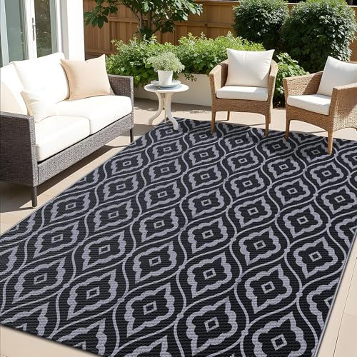 Outdoor Rug 8x10 ft Waterproof Reversible Braided Mat