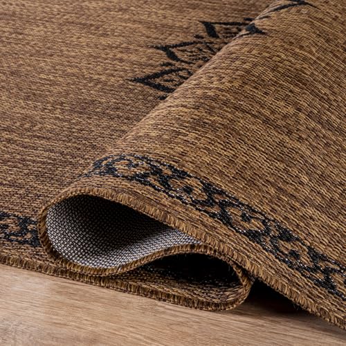 Outdoor Rug 6x9 Medallion Gold Modern Area Rugs for Indoor and Outdoor Patios Kitchen and Hallway Mats Washable Porch Deck Outside Carpet (60 Sq Ft)