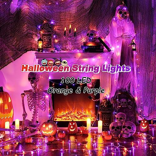 33 FT 100 LED Orange and Purple Halloween String Lights Indoor (33 Foot)