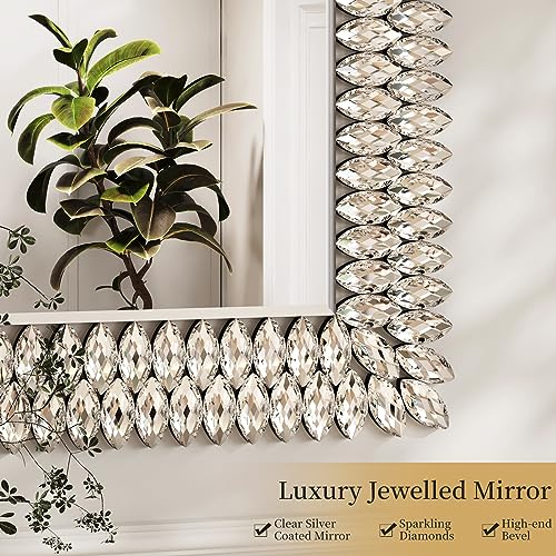 24"x36" Jeweled Luxury Rectangle Decorative Wall Mirror (172 Count)