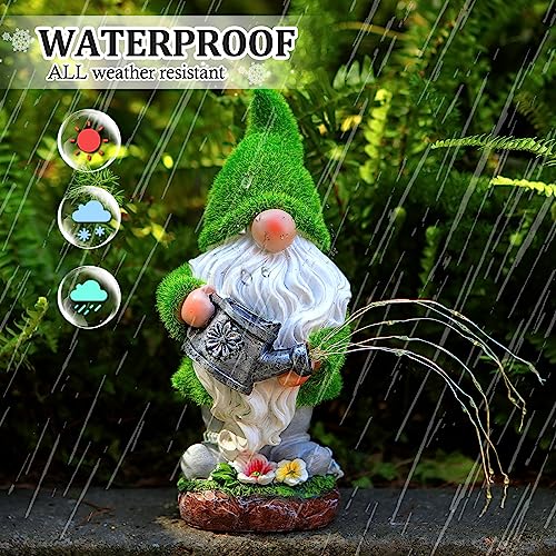 Flocked Solar Garden Gnomes Outdoor Statues