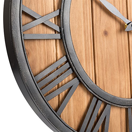 Oldtown Farmhouse Metal & Solid Wood Noiseless Wall Clock