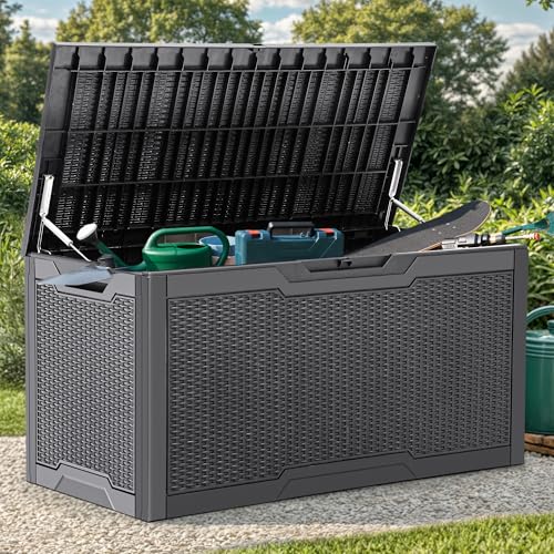100 Gallon Large Resin Deck Box Outdoor Storage Boxes for Patio