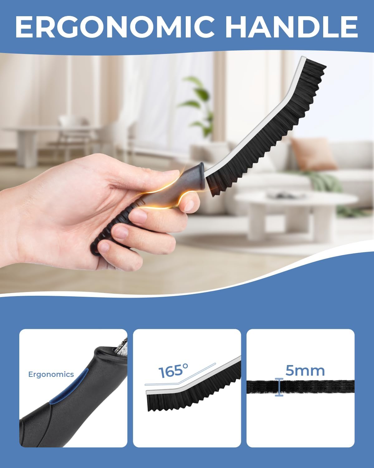 Crevice Cleaning Brushes, Cleaner Scrub Brush Tool for Hard to Reach Tight Space, Home Essentials, Serrated Scrub Brushes, Cleaning Supplies for Shower, Bathroom, Kitchen, Toilet (2, Black) - NestledHome