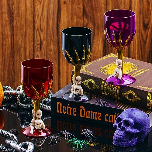 12 Pcs Halloween Skull Claw Goblet Wine Cup 10 oz Gothic Skull Wine Goblet Skeleton Design Cup Creepy Claw Mug for Halloween Party Bar Fancy Haunted House Martini Drinking KTV Store (12 Count)
