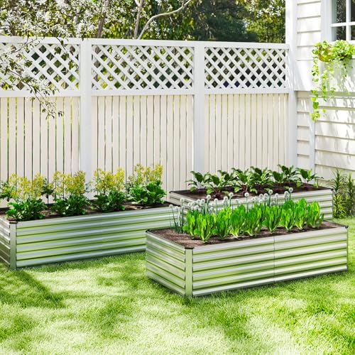8x4x3ft Outdoor Metal Raised Garden Bed (2 Count)