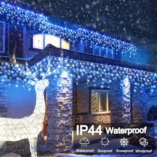 33ft Blue and White Christmas Lights Outdoor Icicle Lights for Outside 400L